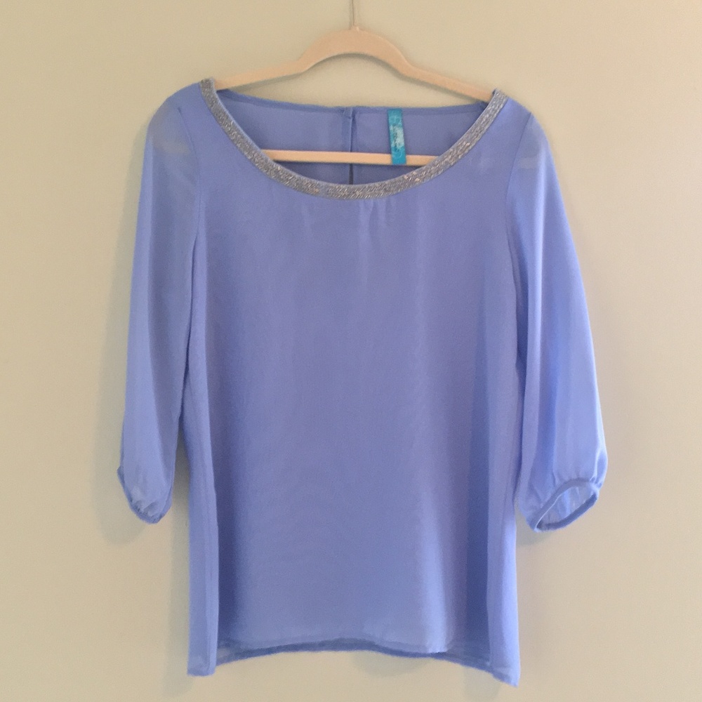 Blouse with Embellished Neckline